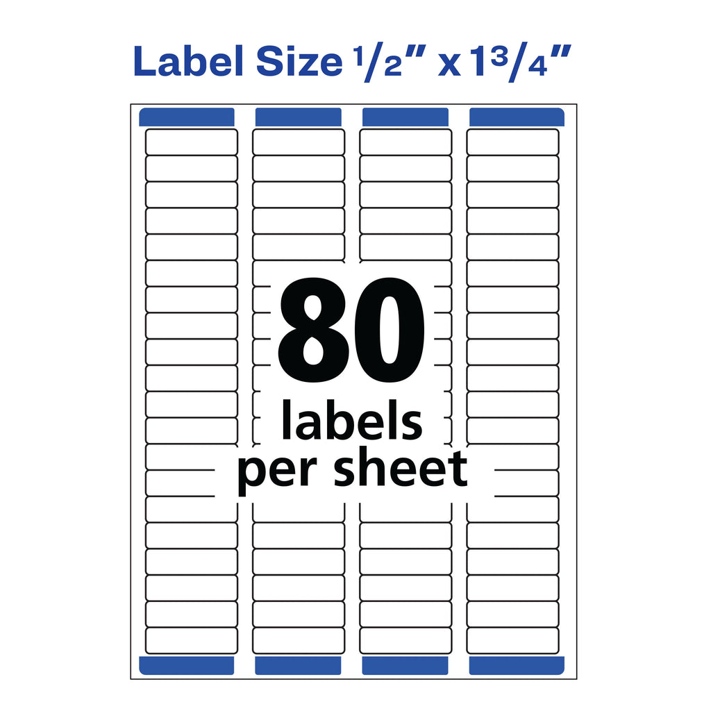 Easy Peel Return Address Labels, Permanent Adhesive, 1/2" x 1-3/4", 8,000 Labels S3893
