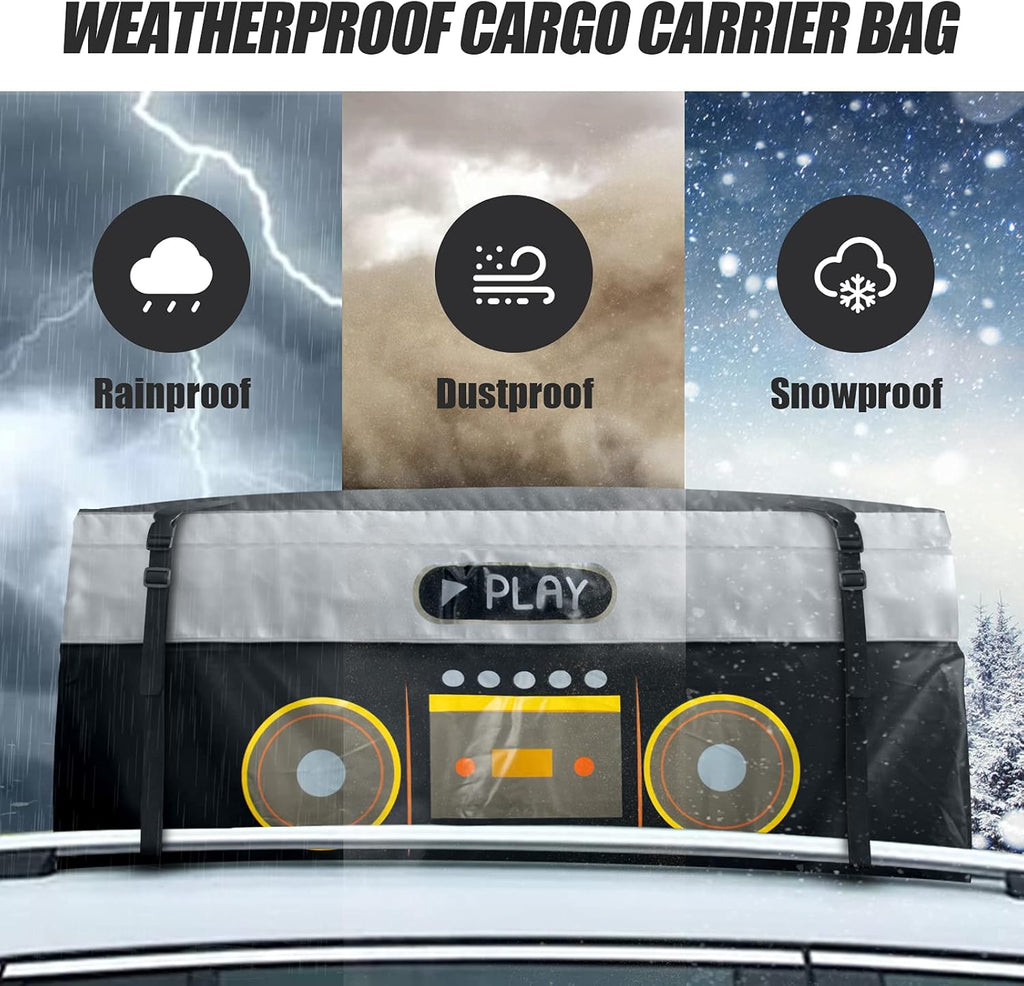 Rooftop Cargo Carrier Bag, 20 Cubic Feet Heavy Duty 100% Waterproof Car Roof Bag with Anti-Slip Mat, 6 Door Hooks, Storage Bag J775567