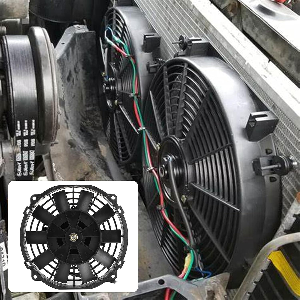 8in Slim Electric Cooling Fan Radiator 24V 80W 600CFM Pack of 2 K609549