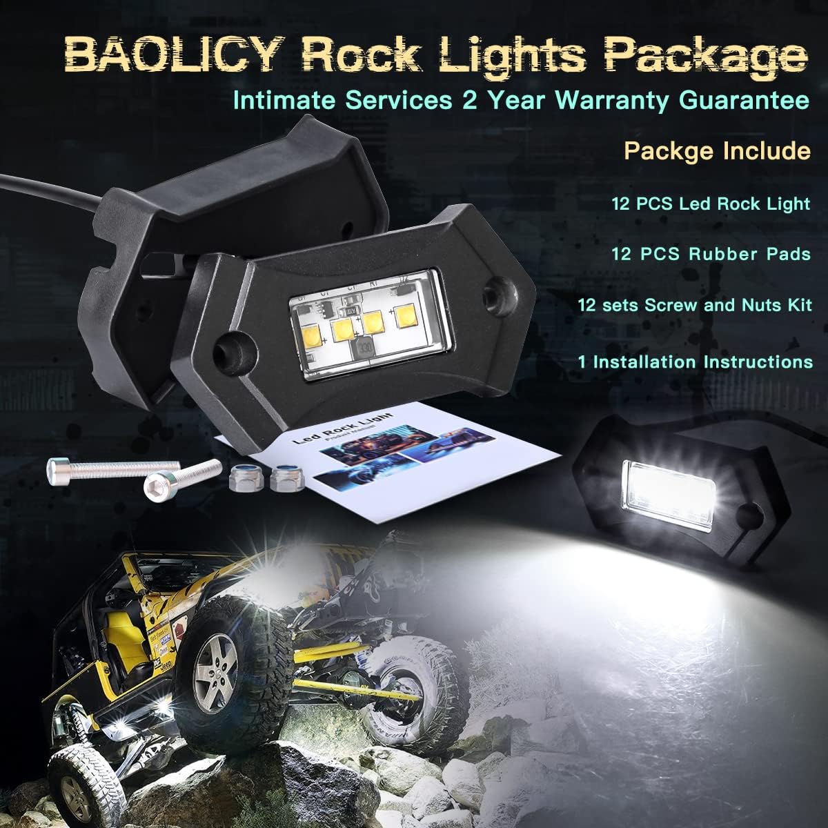 12Pods White LED Rock Lights B58353