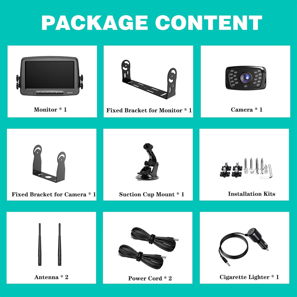 Wireless Backup Camera with 7 Inch Monitor, IP69 Waterproof, Support 2 Cameras R509182