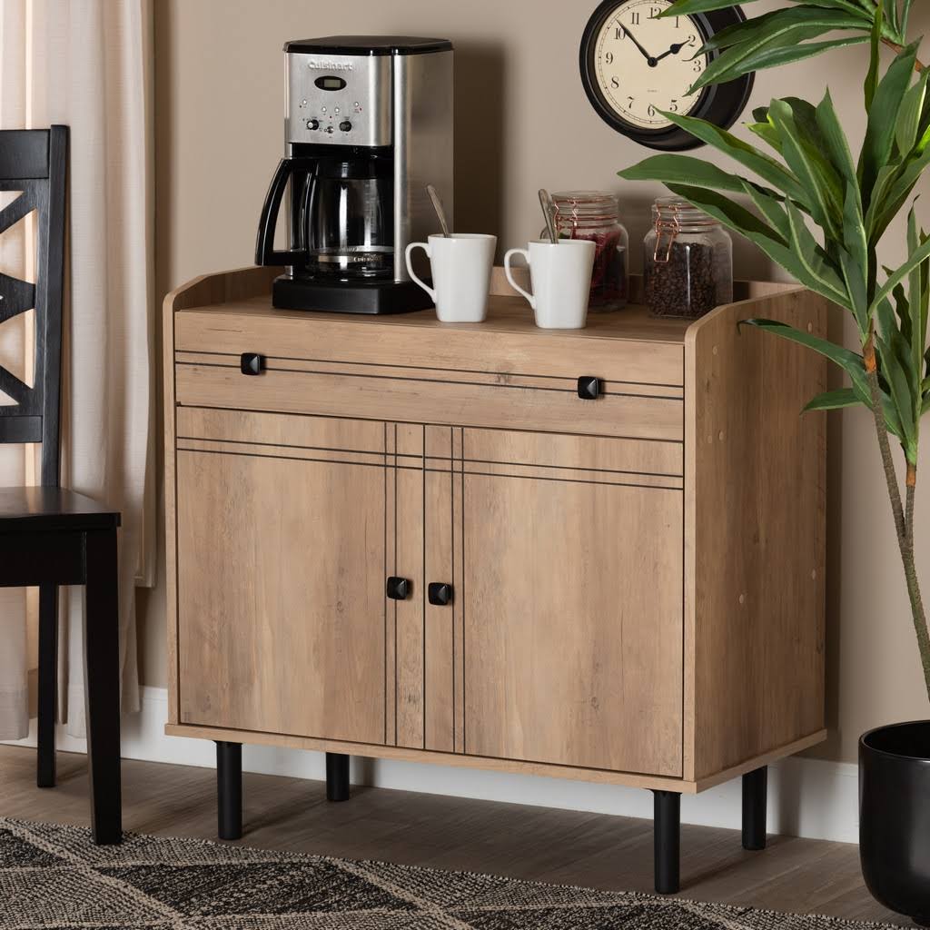 Oak Brown 2-Door Finished Wood Kitchen Storage Cabinet G672