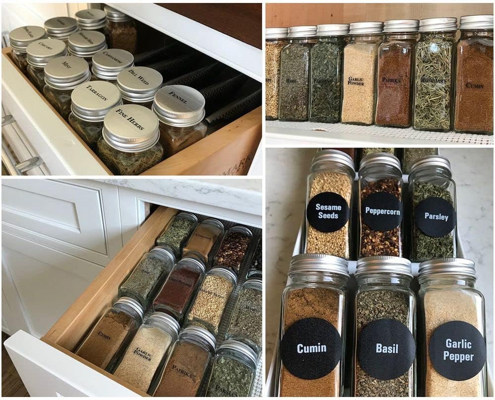 8 XLarge 8oz Glass Spice Jars with Airtight Cap and Shaker V596
