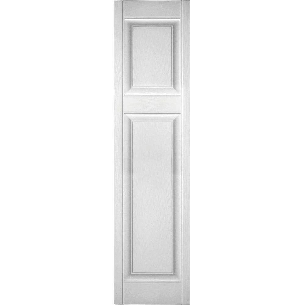 12 in. x 71 in. Vinyl Raised Panel Shutters Pair Paintable A908804