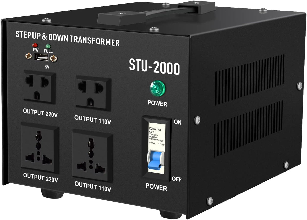 2000 Watts Power Transformer 110V to 220V with USB Charger E109