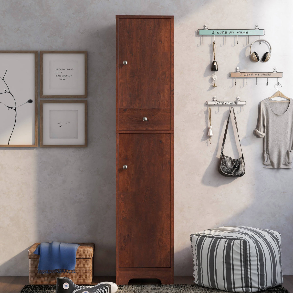 White Oak Compact Farmhouse Armoire N753