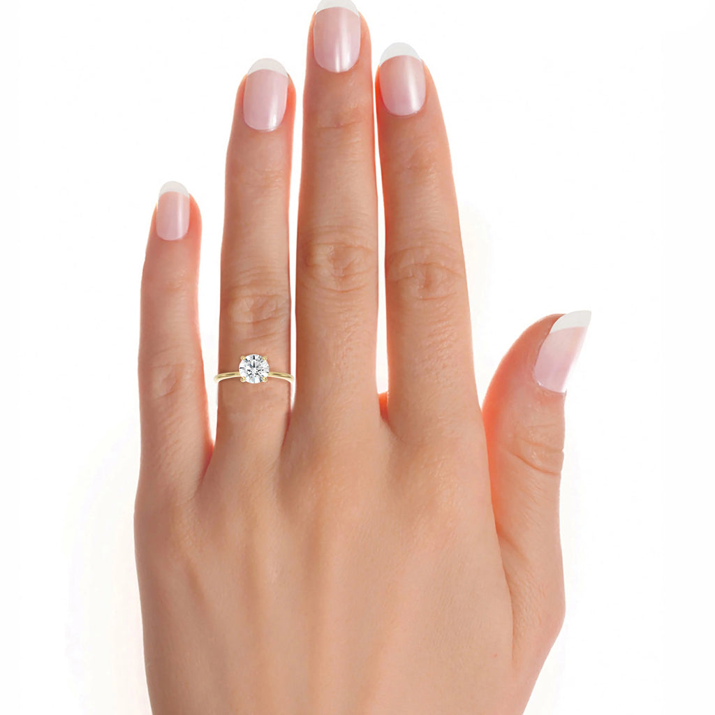 1 1/2 Carat Lab Grown Diamond Solitaire Engagement Ring in 14k Yellow Gold D670