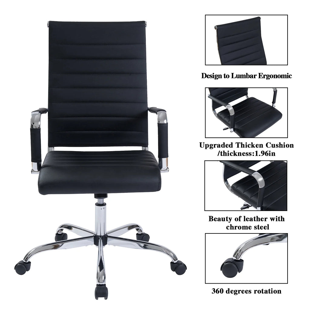 Black Ergonomic PU Leather Executive Office Chair M8401