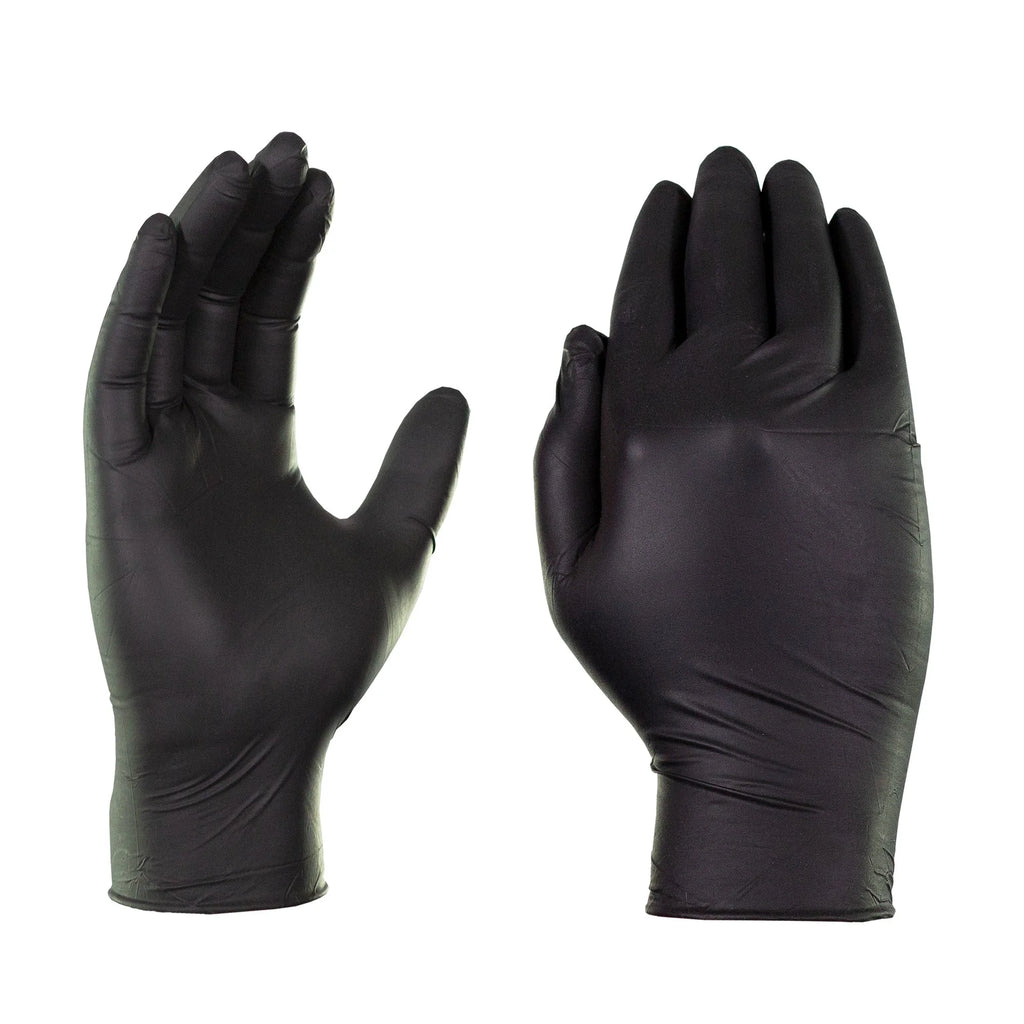 3 Mil Black Nitrile Disposable Industrial Gloves, Large, 2 Boxes of 100 F959253