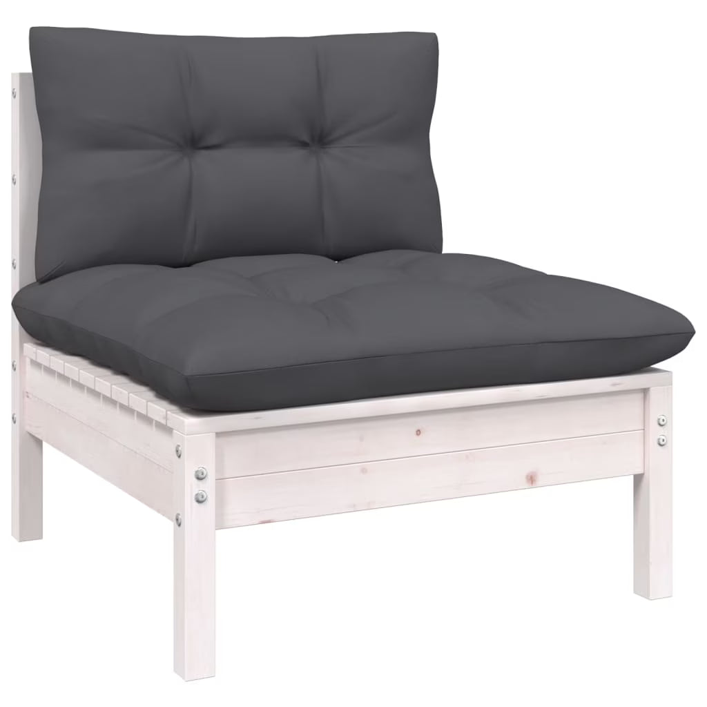 White Solid Pinewood Patio Sofa with Cushions K636