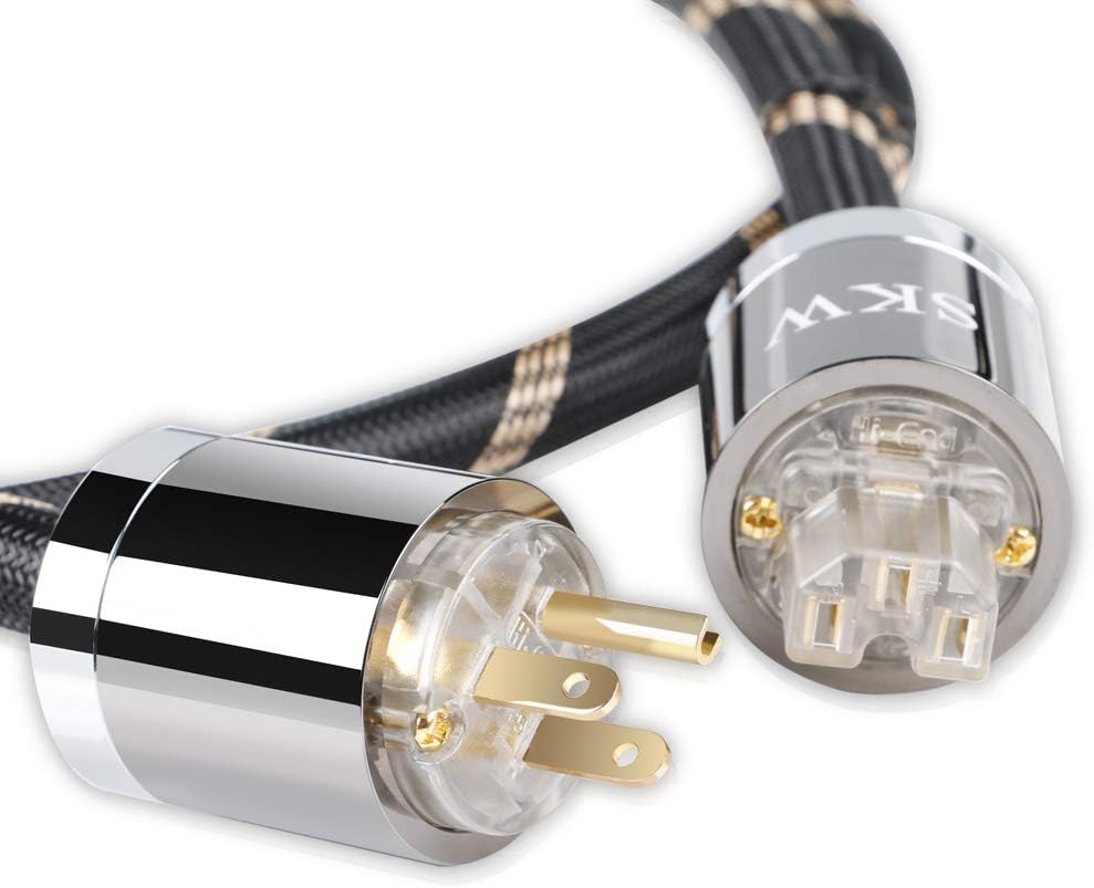 Upgrade Audiophile OCC Power Cord, Male to Female Power Cable, US Plug, Black, 6.5ft/2M K924120