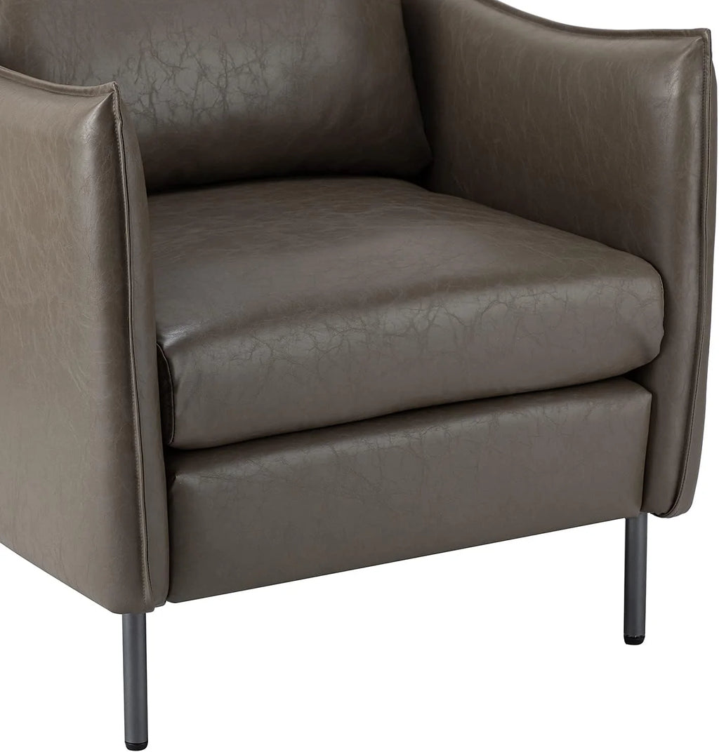 Grey Faux Leather Armchair Set Of 2 with Moveable Cushion X40583