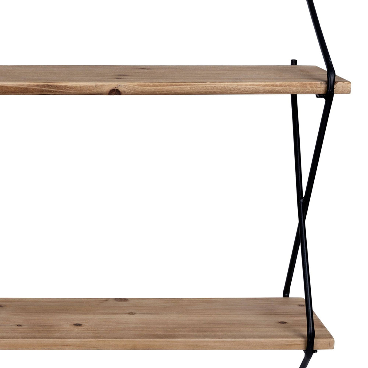 Industrial 2 Tier Metal Wire and Wood Wall Shelf X261