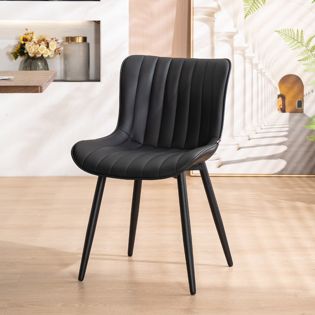 Black PU Faux Leather Upholstered Dining Chair 1 PCS U340600