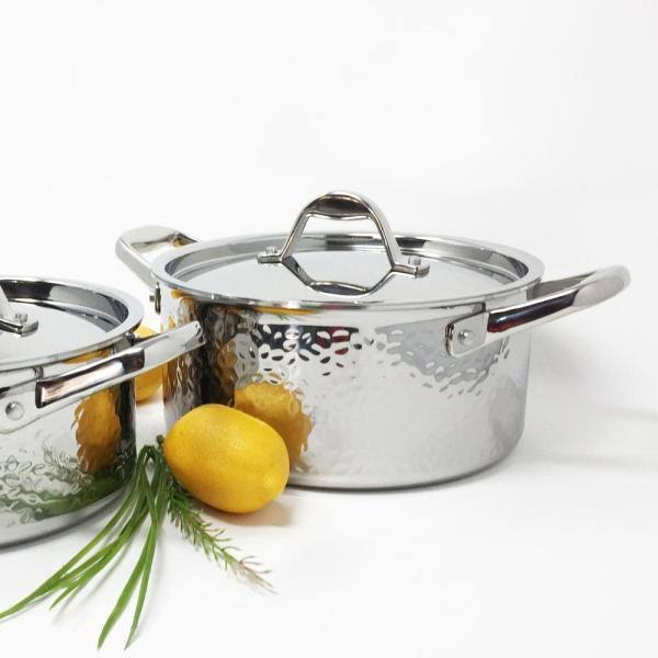 Hammered Stainless Steel Tri-Ply Stock Pot with Lid U790