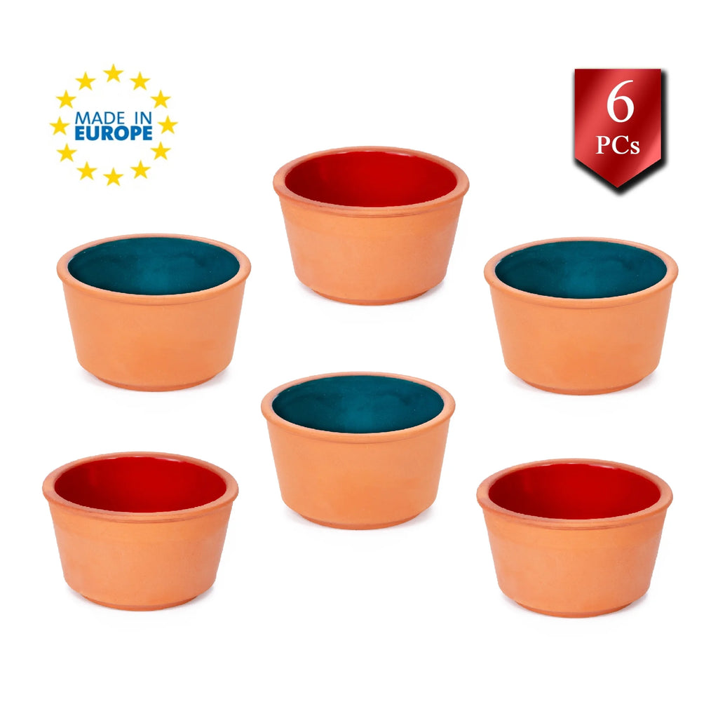 Set of 6 Terracotta Clay Serving Bowls N840129
