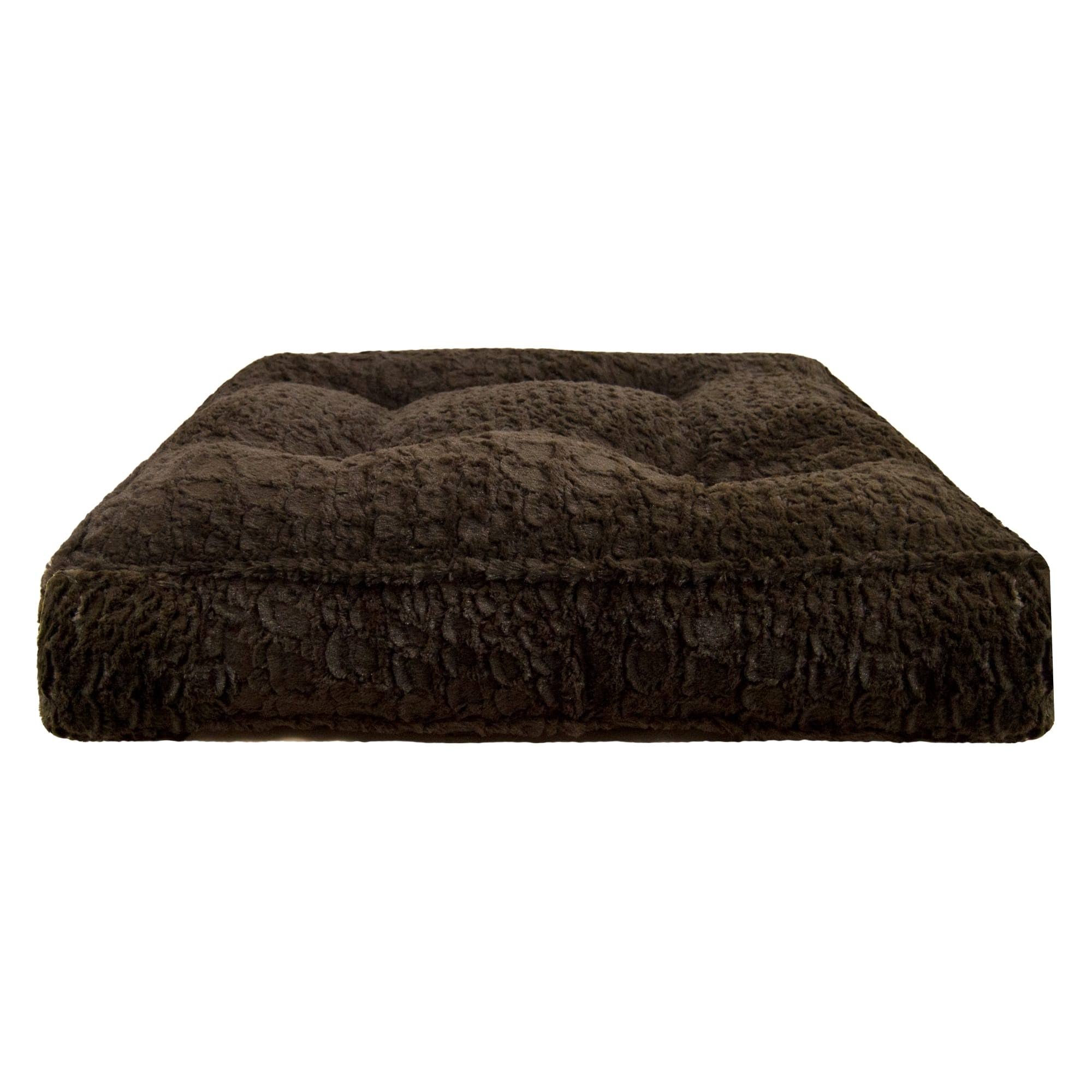 Extra Plush Faux Fur Rectangle Dog Bed, Serenity Brown, Small V71792