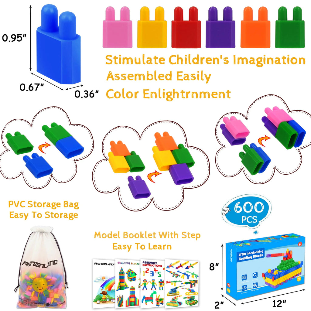 600 Pcs Building Blocks Construction STEM Toy I5097
