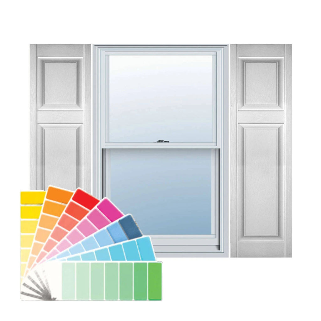 12 in. x 71 in. Vinyl Raised Panel Shutters Pair Paintable A908804