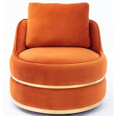 Orange Velvet Swivel Barrel Accent Chair I2799