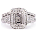 18K White Gold Rectangle Halo Diamond Engagement Ring L49496