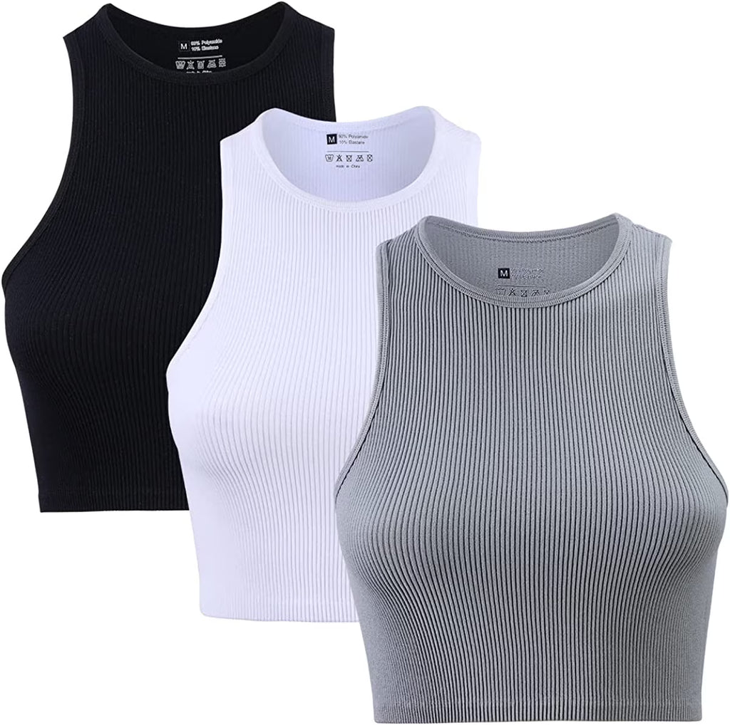Seamless Ribbed Crop Tank Top V336