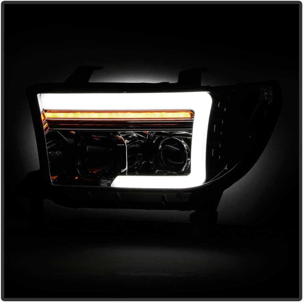 Chrome LED Tube Projector Headlights Pair X2194