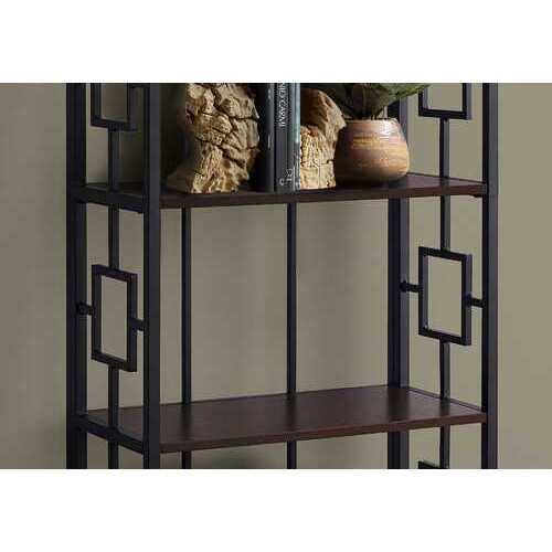 4 Tier Bookcase Espresso with Black Metal Etagere L864