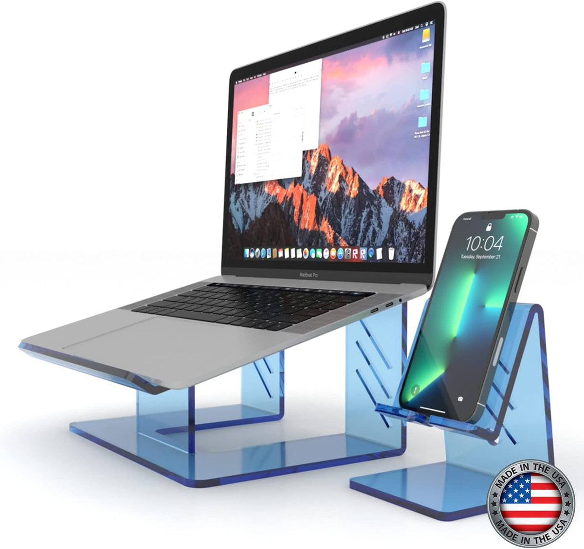 6MM Acrylic Laptop Stand with Phone Stand, Portable Ergonomic, Grey, Pack of 2 S3406