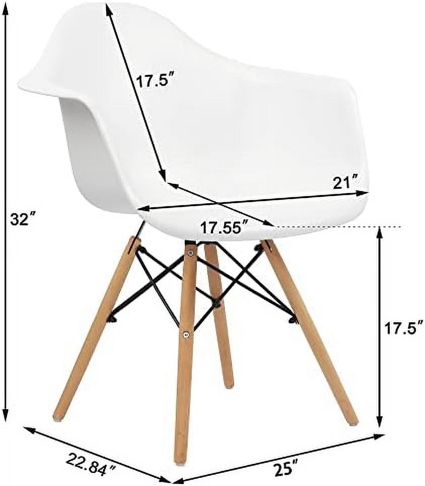 White Set of 4 Plastic Dining Chairs with Wood Legs T6643