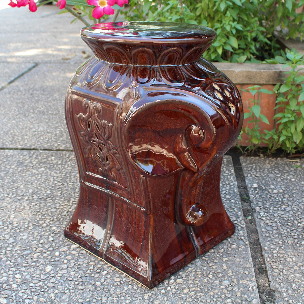 Antique White Elephant Ceramic Garden Stool M265