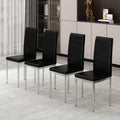 Black PVC Upholstered Dining Chairs Set of 4 with Metal Legs B9231