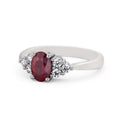 14K White Gold Oval Cut Ruby Diamond Solitaire Engagement Ring Size 7 E376006