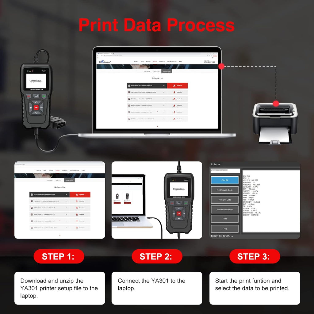 OBD2 Scanner with Print Data, Read/Clear Code CAN Diagnostic Scan Tool Pack of 2 X259