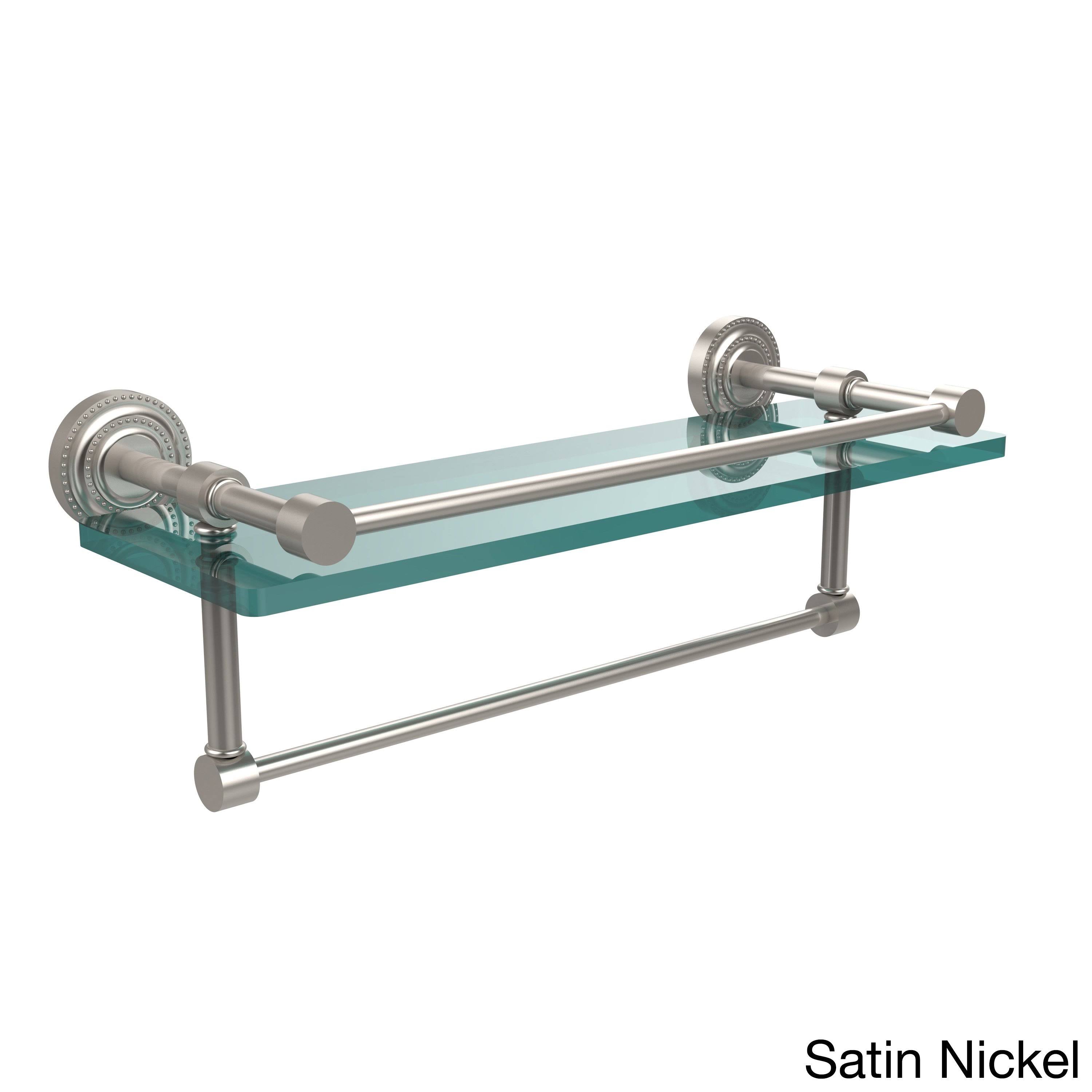 16x22 Glass Shelf with Towel Bar Satin Nickel H3918