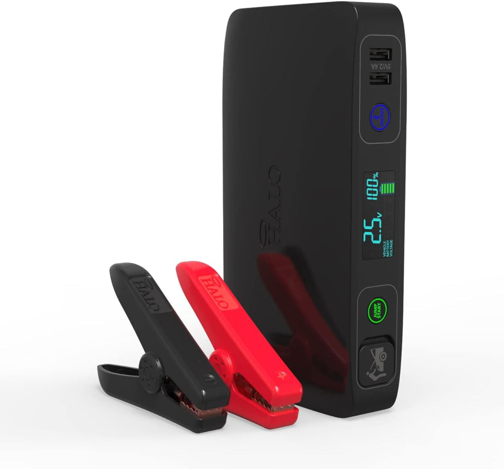 Portable Phone Laptop Charger Car Jump Starter with Outlet, LCD Display, Flood Light and Car Charger P78235