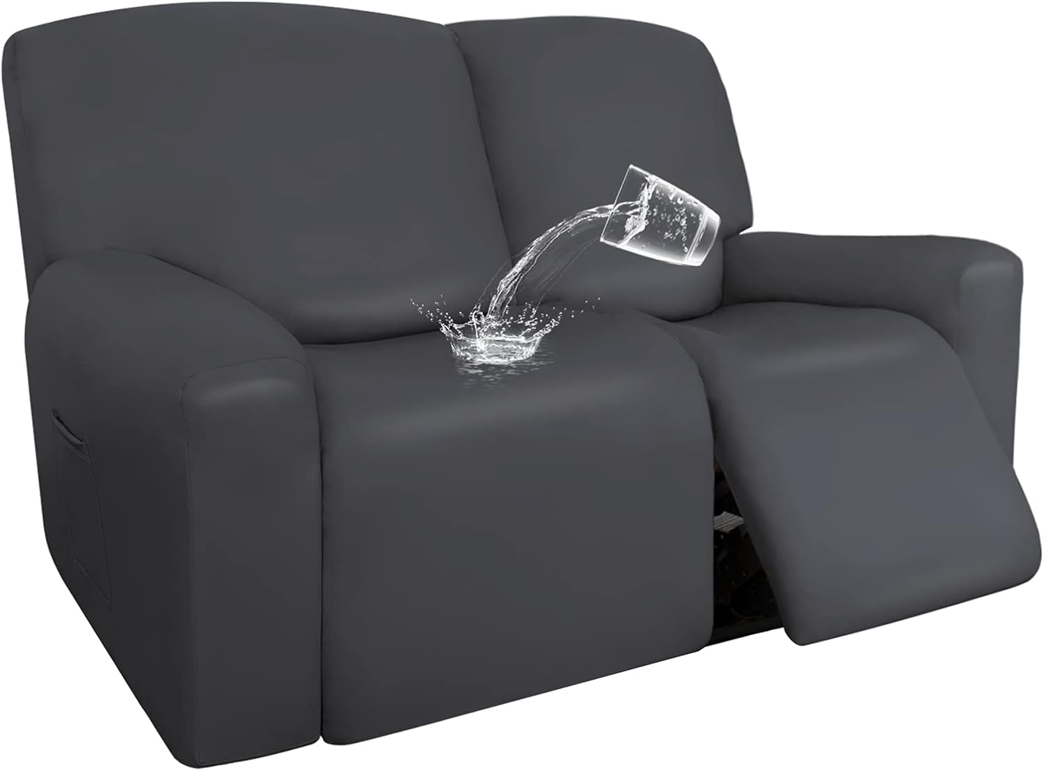 Greyish Green 6 Piece Stretch Recliner Loveseat Slipcovers T323