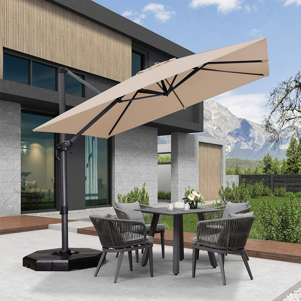 Grey 8 Feet Aluminum Cantilever Square Patio Umbrella Y7399