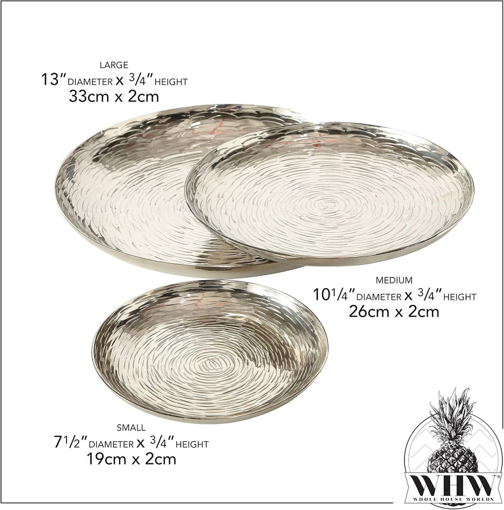 Silver Vanity Trays, Set of 3, Hand Cast Aluminum T3031