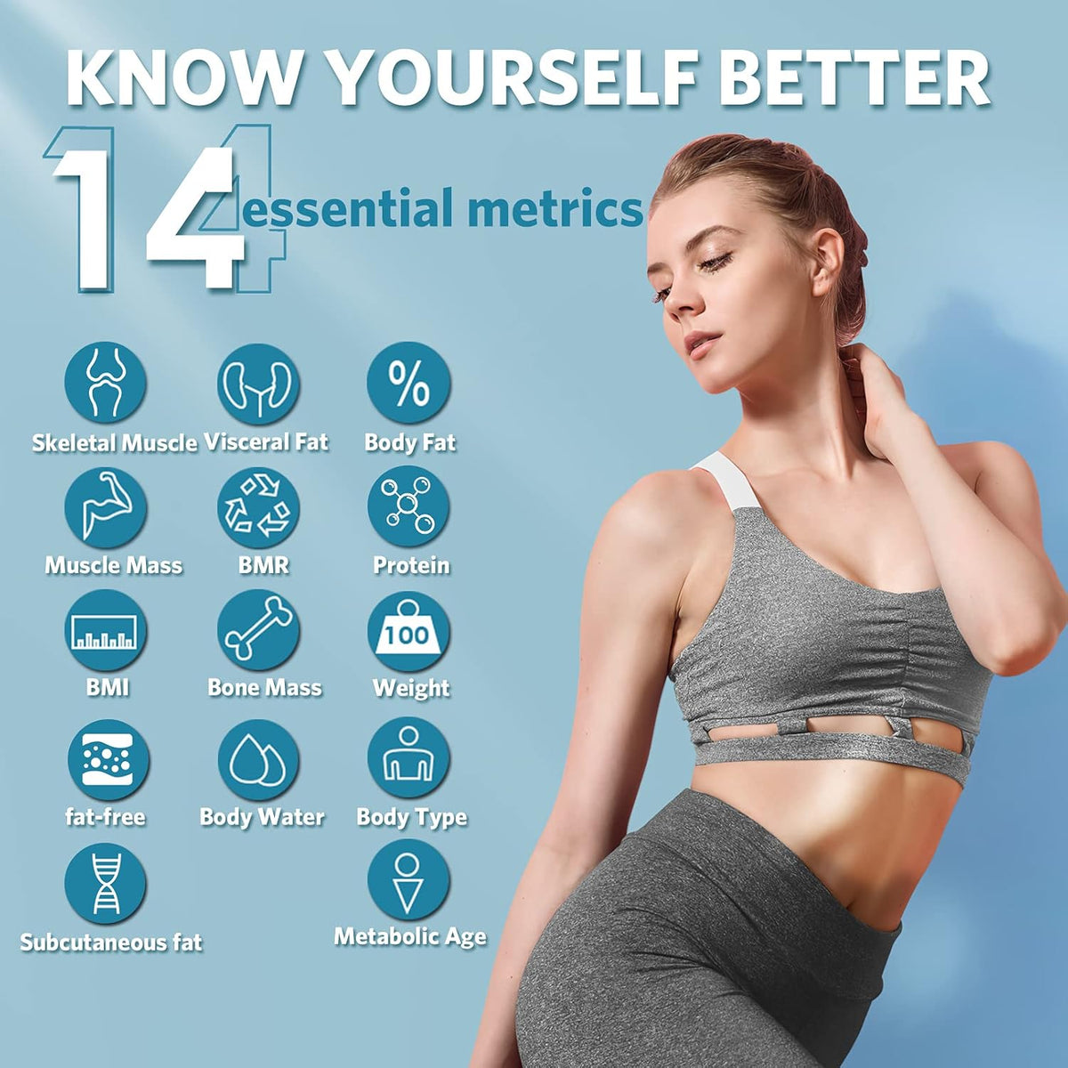 Smart Scale with Wi-Fi Bluetooth, 14 Body Metrics T6656