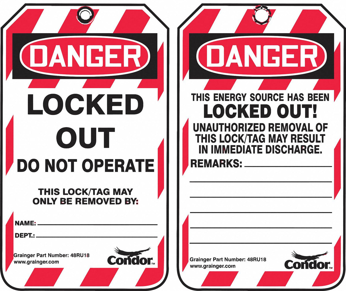 Lockout Tag, 3-1/4 In. W x 5-3/4 In. H, PK100 Z89153