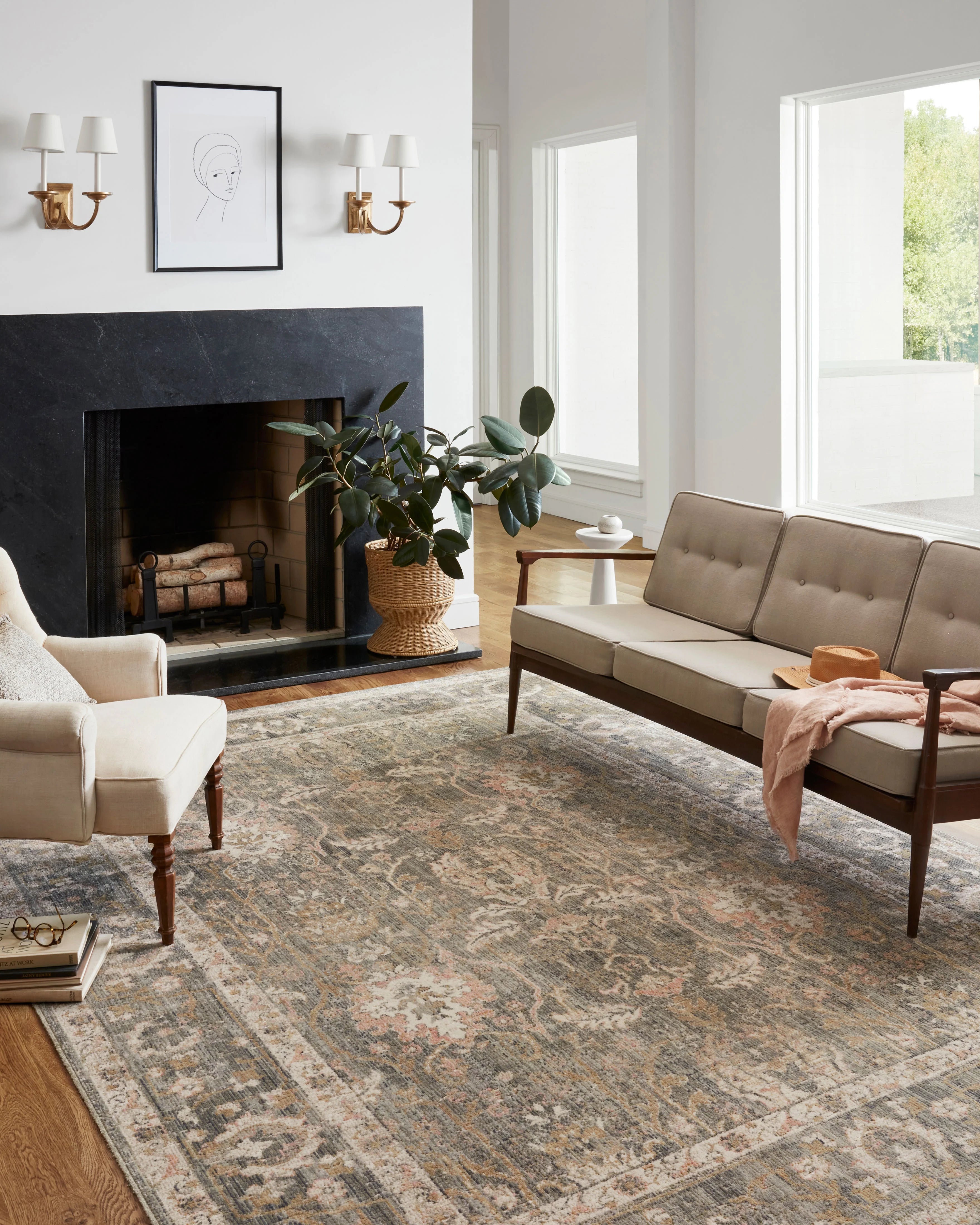 Sage/Blush 2'-7" x 8'-0" Area Rug I17065