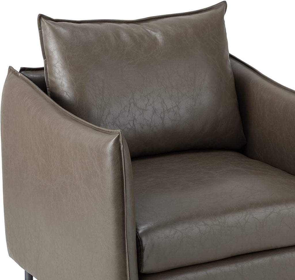 Grey Faux Leather Armchair Set Of 2 with Moveable Cushion X40583