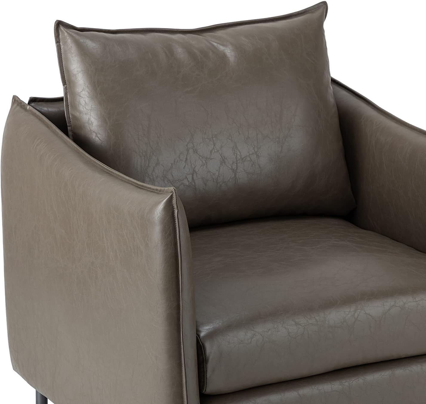 Grey Faux Leather Armchair Set Of 2 with Moveable Cushion X40583