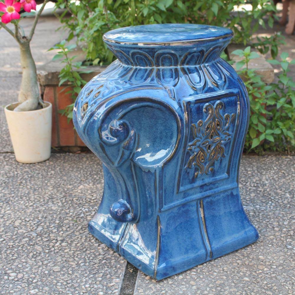 Antique White Elephant Ceramic Garden Stool M265