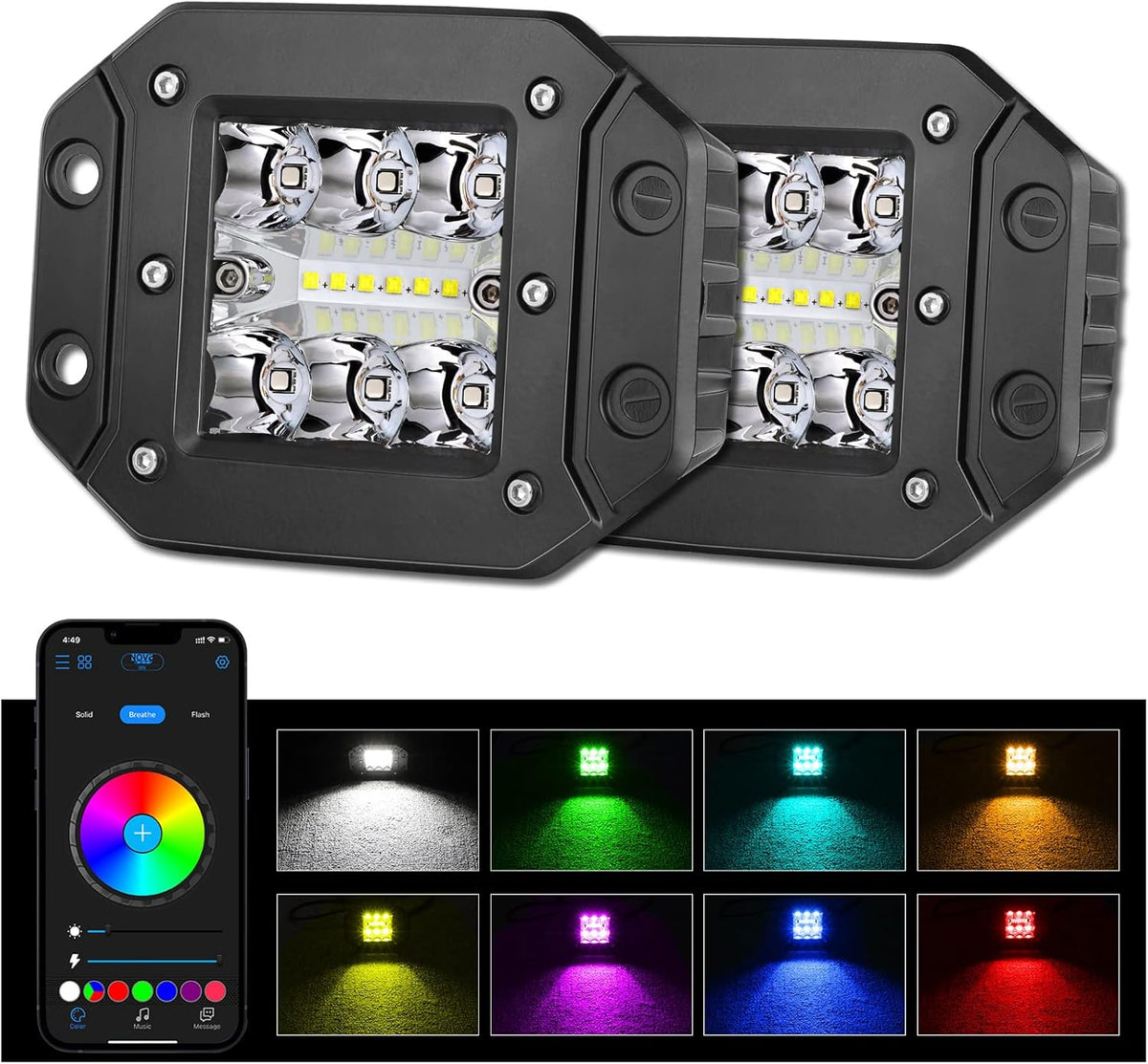 5inch 60W RGBW LED Work Light Pack of 2 V796340
