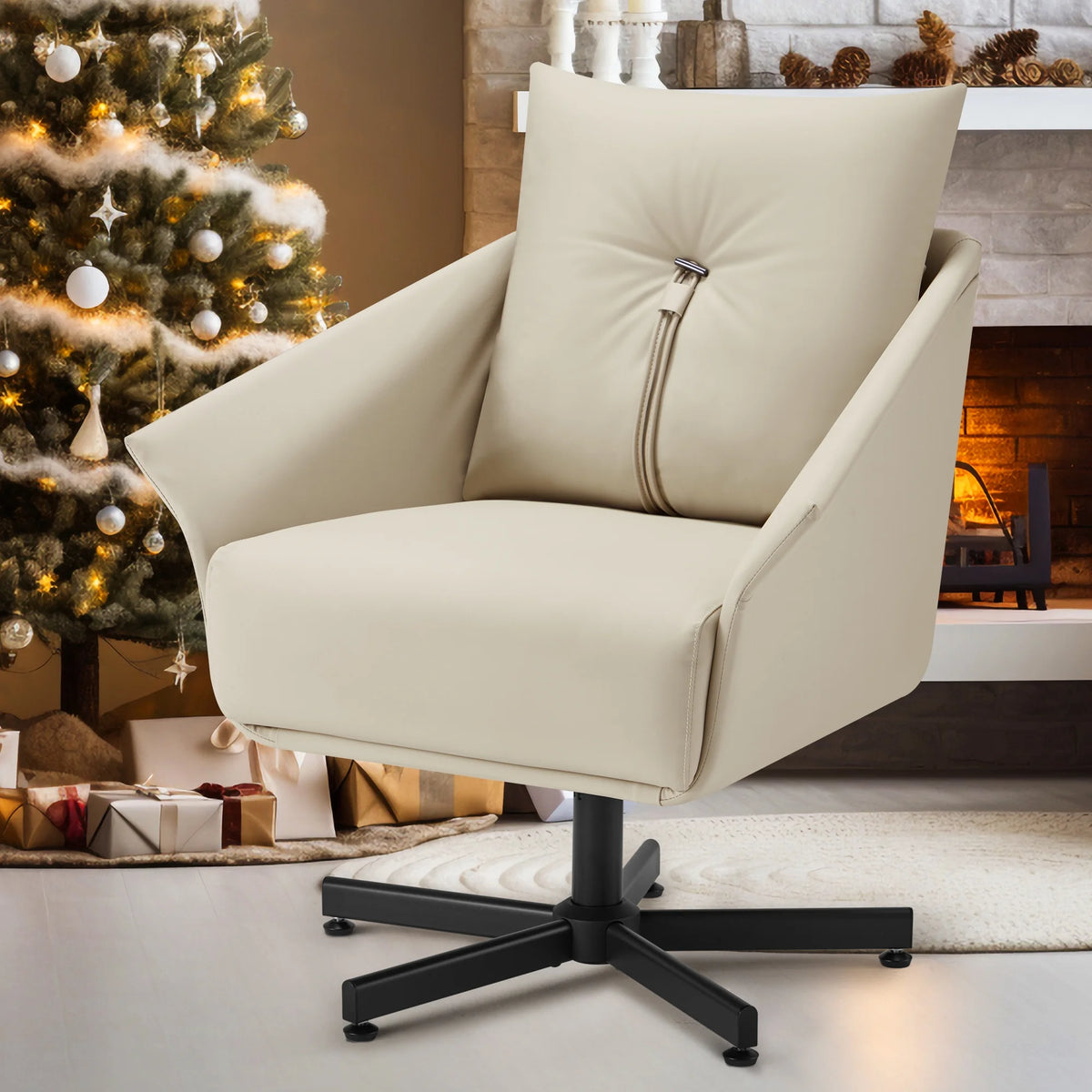 Swivel Armchair Upholstered with Metal Legs D7366