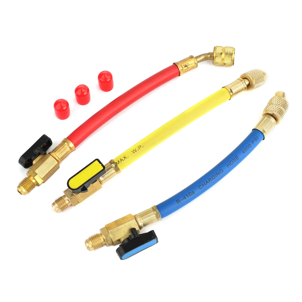 3x Manifold Gauge A/C Refrigeration Charging Hoses P345