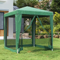 Green 6.6'x6.6' HDPE Party Tent with 4 Mesh Sidewalls L6361