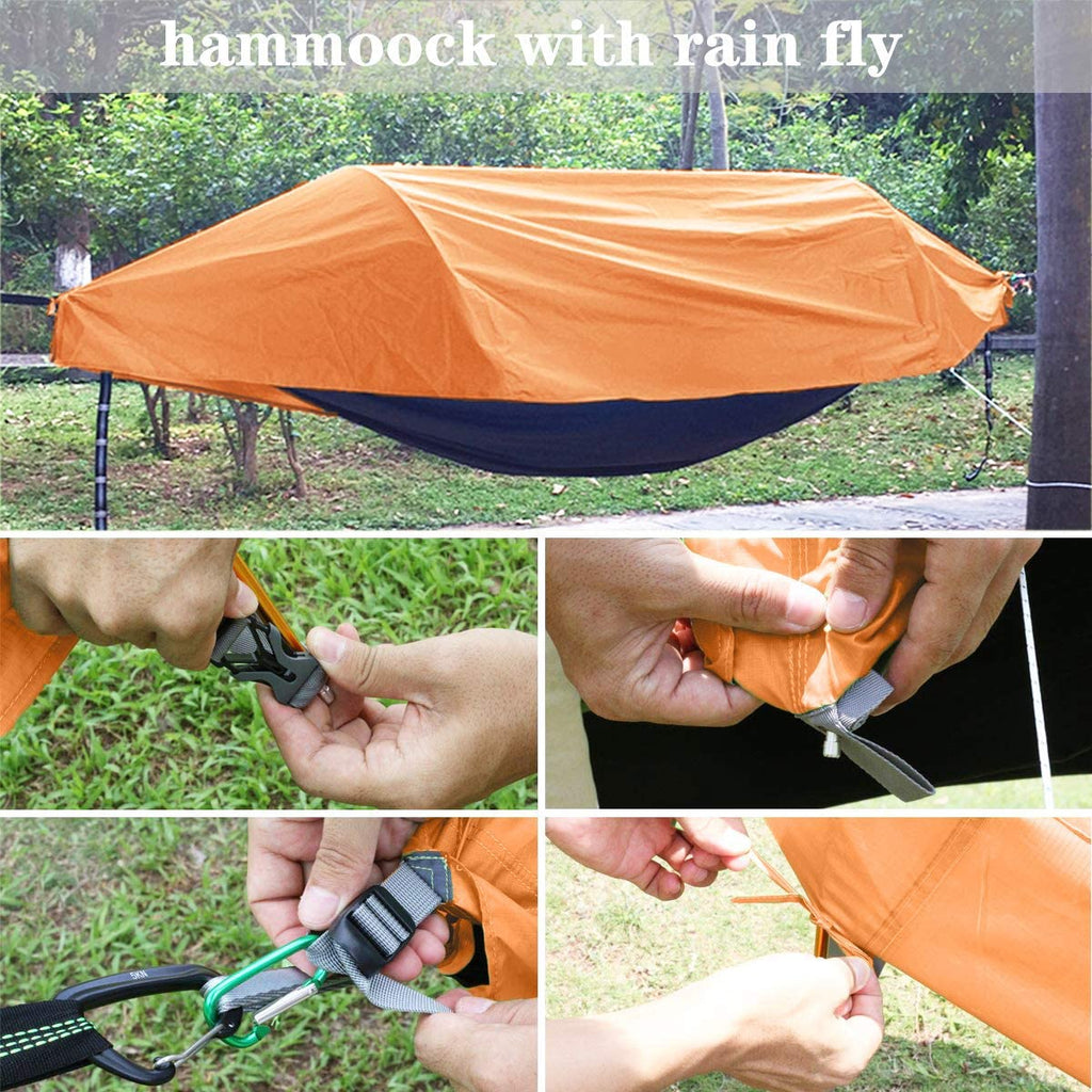 Orange Lightweight Camping Hammock Tent with Mosquito Net and Rainfly L30791